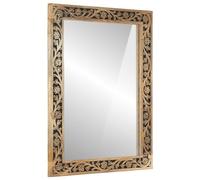 Générique Miroir de Bain en Bois de Manguier Massif 50x70 cm avec Motifs Sculptés à la Main - Ajoutez Une Élégance Rétro à Votre Salle de Bain avec Une Image Claire et Design Gain de Place