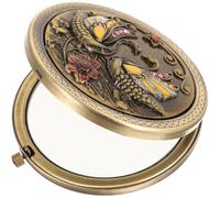 Générique Miroir de Maquillage Compact Vintage en Métal Doré Miroir Double Face Motif en Reliefs pour Soirées et Mariages à Main Portable
