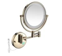 Générique Miroir de Maquillage Mural 8" avec éclairage, Miroir de Salle de Bain Double Face grossissant x10/x1, réglable, Bras Extensible à intensité Variable Tactile 3 Couleurs, Rotation à 360°.
