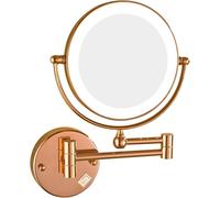 Générique Miroir de Maquillage Mural de 20 cm avec éclairage, Miroir grossissant Double Face pour Salle de Bain, pivotant à 360°, Bras Extensible et pliableRose Gold,10X