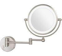 Générique Miroir de Maquillage Mural de 20 cm avec éclairage, Miroir grossissant Double Face pour Salle de Bain, pivotant à 360°, Bras Extensible et Pliable Nickel,5X