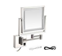 Générique Miroir de Maquillage Mural éclairé de 20 cm, Miroir grossissant Double Face 1X/3X avec Interrupteur à Bouton-Poussoir, Miroir de Salle de Bain avec Bras Extensible pivotant à 360°