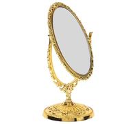 Générique Miroir de Maquillage Ovale Vintage en Abs et Verre, Miroir de Table Décoratif pour Application Précise du Maquillage, Style Européen Unique et Élégant