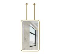 Générique Miroir De Salle Bain Rectangulaire avec Éclairage Intégré, Fixation Au Plafond, Réglable, Idéal for Les Entrées, Dressings Et La Décoration Intérieure(Gold,60x90cm)