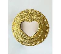 Générique Miroir Décoratif Ex Voto Cœur du Soleil en Laiton, Doré, 24 x 24 cm, Style Cabinet de Curiosité
