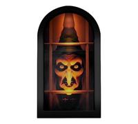 Générique Miroir d'halloween Effrayant - Illusion D'optique De Sorcière, Verre Robuste Et Construction en Bois, Décoration Murale Hantée Effrayante | Décoration pour La Fête des Vacances À La Maison