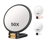 Générique Miroir grossissant 50X, Miroir de Maquillage Double Face avec poignée réglable à 360 °, Conception de Table Murale portative (Noir)