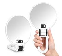 Générique Miroir Grossissant 50X Portable, Miroir de Maquillage Double Face 50X/1X Pliable à 360°, Miroir Noir Mat pour Bureau et Salle de Bain (White)