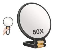 Générique Miroir Grossissant X 50, Miroir de Maquillage Portable Double Face avec Poignée Réglable À 360°, Essentiel de Voyage, pour Bureau et Salle de Bain