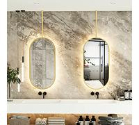 Générique Miroir Mural Ovale en métal doré avec Plumes, Miroir décoratif pour Salle de Bain et Salon, élégant Miroir de courtoisie en Verre pour décoration intérieure