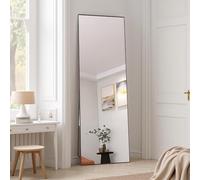 Générique Miroir Pleine Longueur,162x52cm Miroir Rectangulaire,Grand Miroir Mural Noir Pleine Longueur avec Cadre en Aluminium,à Poser,à Suspendre Ou à Appuyer Contre Le Mur,pour Salon