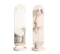 Générique Miroir Pleine Longueur Rotatif 360°, Miroir de Sol en Bois 2 en 1 avec Porte-Manteau et étagère de Rangement, Design Moderne pour Salon et Chambre à Coucher