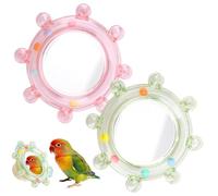 Générique Miroir pour Cage à Oiseaux,Jouet Rotatif À Roue Sonore 2 Pièces,Miroir pour Perroquets - Calopsittes Conures Enrichissement Et Jeu Ennui Et Solitude Canaris Inséparables