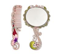 Générique Miroir Vintage À Main Brosse à Cheveux à Motif Papillon Gravé