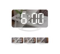 Générique Mirror LED Clock, Modern Digital Display, 6.22x0.59in Auto Brightness Adjustment, Sleek Aesthetic Design, Electronic Digital Clocks for Desk, Dorm, Study, Classroom, College