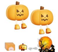 Générique Mischievous Grinning Pumpkin Night Light, 2025 New Cute Halloween Pumpkin Night Light with 3 Level Dimmable, Rechargeable Silicone & ABS Soft Touch Lamp (A-2Pcs)