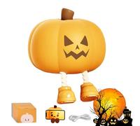 Générique Mischievous Grinning Pumpkin Night Light, 2025 New Cute Halloween Pumpkin Night Light with 3 Level Dimmable, Rechargeable Silicone & ABS Soft Touch Lamp (A)