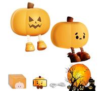 Générique Mischievous Grinning Pumpkin Night Light, 2025 New Cute Halloween Pumpkin Night Light with 3 Level Dimmable, Rechargeable Silicone & ABS Soft Touch Lamp (Mix-2Pcs)