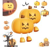 Générique Mischievous Grinning Pumpkin Night Light, Cute Halloween Pumpkin Night Light, Soft Silicone Bedside Touch Lamp with 3 Level Dimmable, Halloween Pumpkins Nights Lights (style A*2)