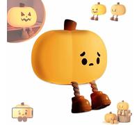 Générique Mischievous Grinning Pumpkin Night Light, Cute Halloween Pumpkin Night Light, Soft Silicone Bedside Touch Lamp with 3 Level Dimmable, Halloween Pumpkins Nights Lights (style B)