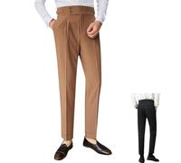 Générique Mixgent Pants for Men,Men's High Waisted Old Money Pleated Pants,Slim Fit Dress Trousers for Men