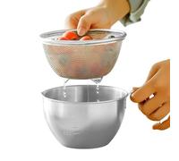 Générique Mixing Bowls With Strainers - 400ml Stainless Steel Mixing Basket Bowl With Handle And Built-in Strainer, Kitchen Prep Bowl For Washing Draining Fruits Rice Beans