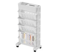 Générique Mobile Bookcase, 5-Tier Rolling Book Shelf with Wheels, Multi-Purpose Storage Cart, Rotatable Rolling Carts for Classroom, Home, Study, White, Keep Your Study Organized