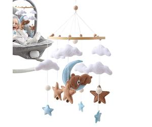 Générique Mobile pour bébé - Cloche Musicale pour lit de Berceau, Support de bercau Mobile pour bébé, Cintre en Bois, Jouet sensoriel Vision | Décoration de Berceau Suspendu Neutre pour Nourrissons,