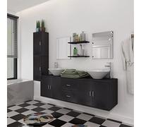 Générique Mobilier de Salle de Bain avec lavabo 9 pcs Noir,Ensembles de Ensembles de mobilier pour salles de bains-272229