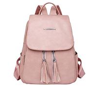 Générique Mochila informal de capacidad con cremallera de borla de cuero de color sólido a la moda para mujer (One Size)