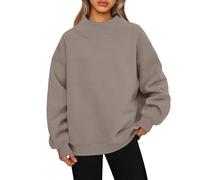 Générique Mock Neck Sweatshirt Oversized Hoodies No Hood Casual Fall Long Sleeve Turtleneck Tops Long Sleeve Fleece Pullover Tops (7,3TG)