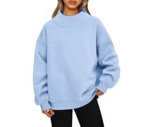 Générique Mock Neck Sweatshirt Oversized Hoodies No Hood Casual Fall Long Sleeve Turtleneck Tops Long Sleeve Fleece Pullover Tops (3,TTG)