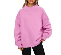 Générique Mock Neck Sweatshirt Oversized Hoodies No Hood Casual Fall Long Sleeve Turtleneck Tops Long Sleeve Fleece Pullover Tops (1,S)