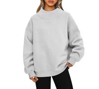 Générique Mock Neck Sweatshirt Oversized Hoodies No Hood Casual Fall Long Sleeve Turtleneck Tops Long Sleeve Fleece Pullover Tops (2,TTG)