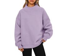 Générique Mock Neck Sweatshirt Oversized Hoodies No Hood Casual Fall Long Sleeve Turtleneck Tops Long Sleeve Fleece Pullover Tops (8,S)