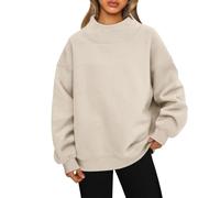 Générique Mock Neck Sweatshirt Oversized Hoodies No Hood Casual Fall Long Sleeve Turtleneck Tops Long Sleeve Fleece Pullover Tops (5,Grand)