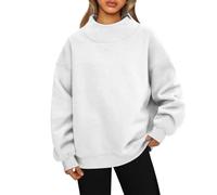 Générique Mock Neck Sweatshirt Oversized Hoodies No Hood Casual Fall Long Sleeve Turtleneck Tops Long Sleeve Fleece Pullover Tops (4,3TG)