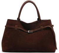 Générique Modavo Vintage Faux Suede Bag Large CapacityShoulder Bag Handbag Women's Large Brown Suede Top-Handle Work Handbag (coffee)