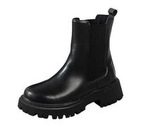 Générique Mode Bottes Courtes Femme Bottes Courtes en Cuir à Talons épais pour Femmes, Automne et Hiver, Style Anglais Bottes à Bout Chaussures (Black, 42)