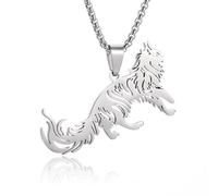Générique Mode Classique Animal mignon, collier pendentif pour chat du Maine pour hommes, bijoux d’anniversaire Fashion Wolf Wolf Punk
