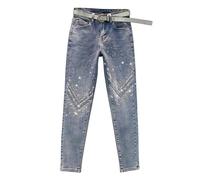 Générique Mode féminine Printemps Taille Haute lâche étoiles Diamants Chauds Pantalons à Jambe Droite Taille Haute lâche Vintage des années 90 Jean Petit ami