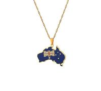 Générique Mode Goutte en émail Huile Australie Carte Drapeau collier pendentif pour femmes Bijoux ethniques australiens Cadeau patriotique