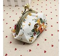 Générique Mode Portefeuille Homme - Portefeuille Homme Cuir Femmes Moraillon Petit Sac À Main Fleur Sac Rétro Embrayage Dame Portefeuille Portefeuille (White One Size)