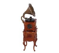 Générique Modèle de phonographe en Bois Antique européen, Figurine à l ' échelle 1/12, Meubles Peints à la Main pour Exposition et Jeu de Maison de poupée, Jouet phonographe européen Traditionnel