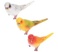 Générique Modèle d'Oiseau de Simulation 3pcs Perruches Miniatures Réalistes en Plastique pour Décoration Intérieure et Présentoirs Commerciaux