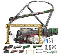 Générique Modèle réduit de Train électrique RC en ABS, modèle réduit de Train de Noël avec Wagon et Longue Voie, Superbe Cadeau et décoration de Bureau pour Adolescents et Adultes,62904b