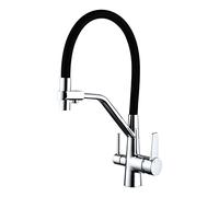 Générique Modern Kitchen Faucet with Drinking Water Tap Solid Brass Swivel Sink Faucet 3in1 Dual Handle Water Purifier Filter Tap Black Finish