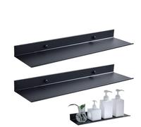 Générique Modern Wall Shelf, Aluminum Alloy Storage Rack, Decorative Floating Shelves, Heavy-Duty Design, Space-Saving Organizer, Set of 2, Ideal for Home, Workplace, Kitchen, and More
