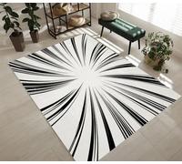 Générique Moderne Abstrait Grand Tapis de Salon Chambre 140x200cm Noir Blanc Lavable Antidérapant, Poils Ras Doux Tapis Décoration Moderne pour Coucher Couloir,Cuisine, Salle à Manger 1H187