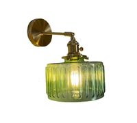 Générique Moderne Applique Murale Plafonnier Vintage en Verre Vert Réglable à 180° avec Interrupteur Rotatif en Laiton Éclairage Luminaire Mural pour Chambre Salon Salle de Bain (Vert)
